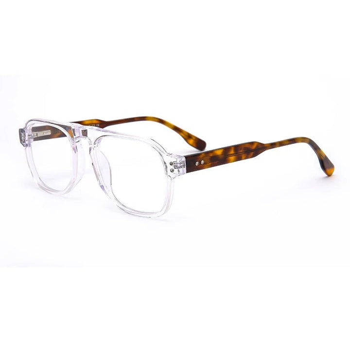 KatKani Men's Full Rim Square Double Bridge Tr 90 Eyeglasses 9600002 Full Rim KatKani Eyeglasses Transparent  