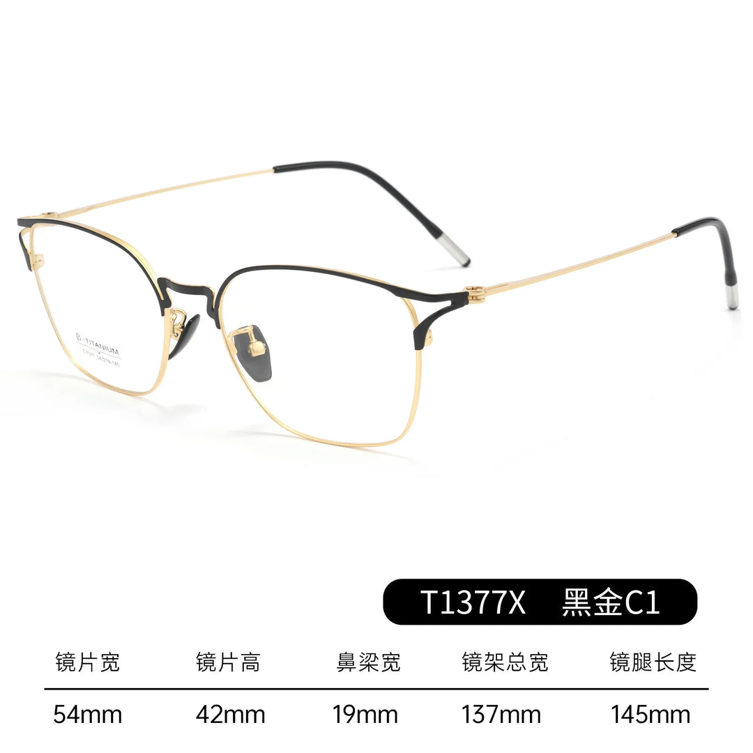 Gmei Optical T1377X men's square titanium alloy prescription eyeglasses — view 5