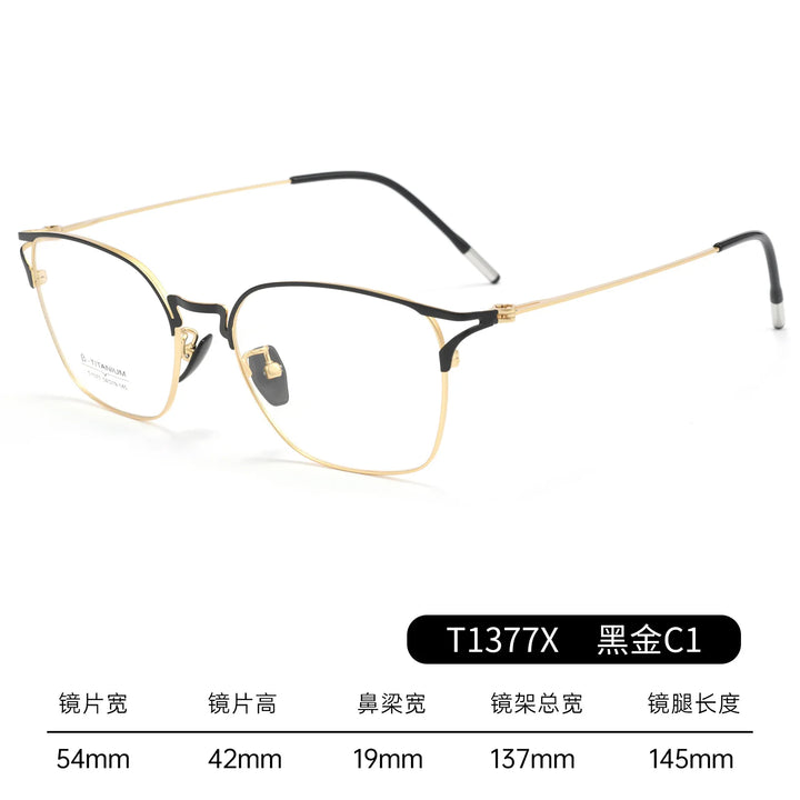 Gmei Optical T1377X men's square titanium alloy prescription eyeglasses — view 5