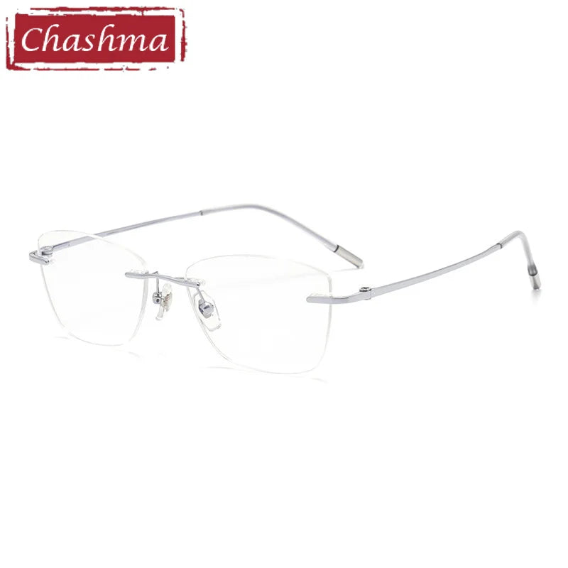 Chashma Women's Rimless Oval Cat Eye Titanium Reading Glasses 941022 Reading Glasses Chashma Silver Progressive 1.61|Photo Grey