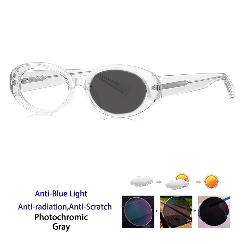 Kocolior Women's Full Rim Oval Acetate Photochromic Reading Glasses 629033