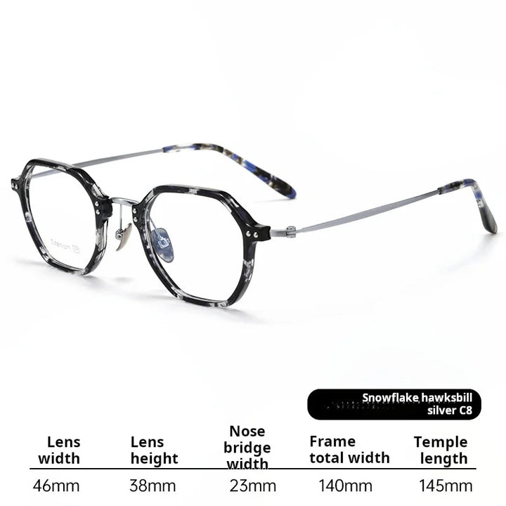 Xbora  Unisex Full Rim Flat Top Polygon Tr 90 Titanium Eyeglasses 518273