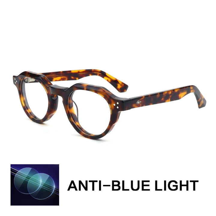 Gatenac Unisex Full Rim Flat Top Round Acetate Reading Glasses G66301