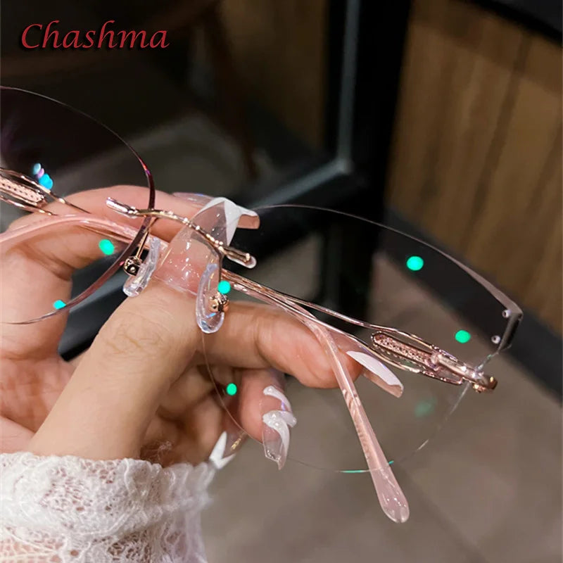 Chashma Ochki Women's Rimless Cat Eye Butterfly Titanium Eyeglasses 001 Rimless Chashma Ochki   