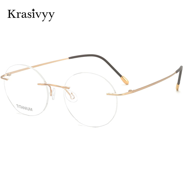 Krasivyy Women's Rimless Oval Round Titanium Eyeglasses 716012