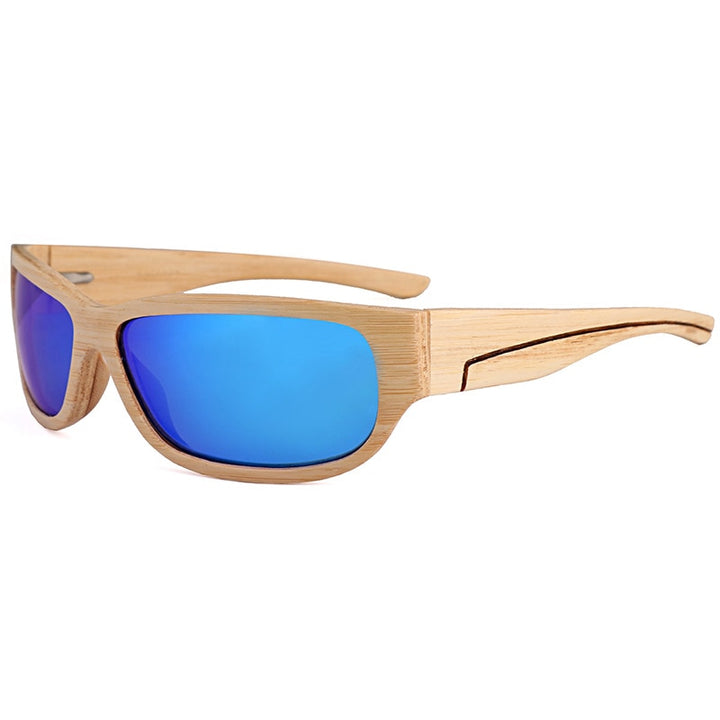 Hdcrafter Men's Full Rim Square Wood Polarized Sunglasses 56527 Sunglasses HdCrafter Sunglasses Blue  