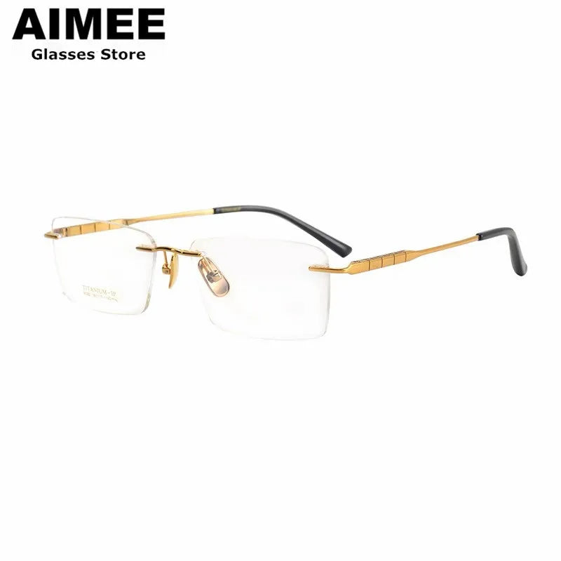 Aimee Unisex Rimless Square Titanium Eyeglasses 91092 Rimless Aimee   