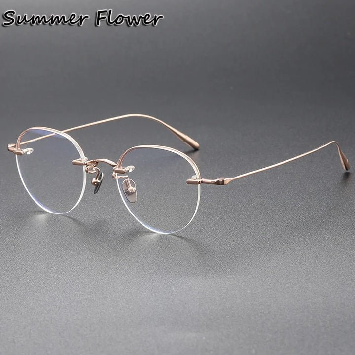 Summer Flower Women's Semi Rim Oval Round Titanium Eyeglasses 61141