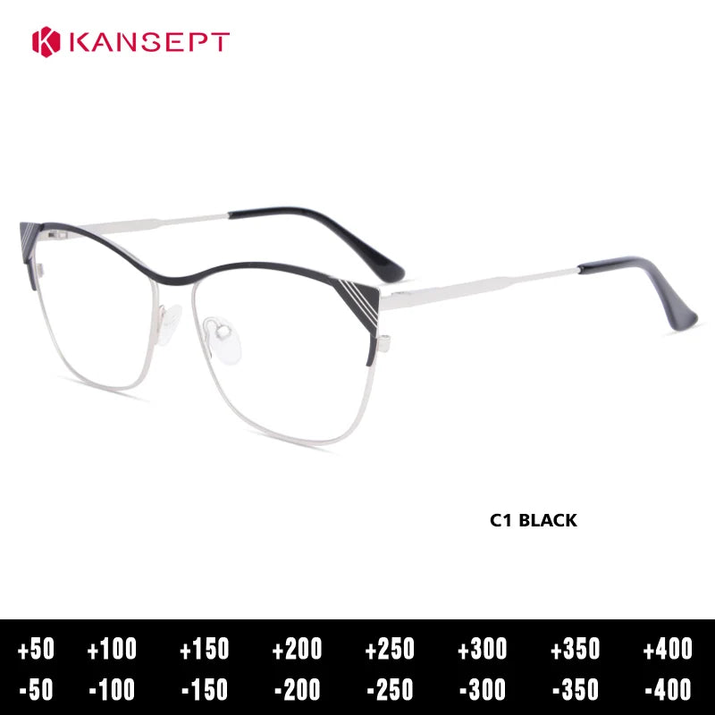 Kansept Women's Full Rim Oval Cat Eye Alloy Tr 90 Reading Glasses 53749