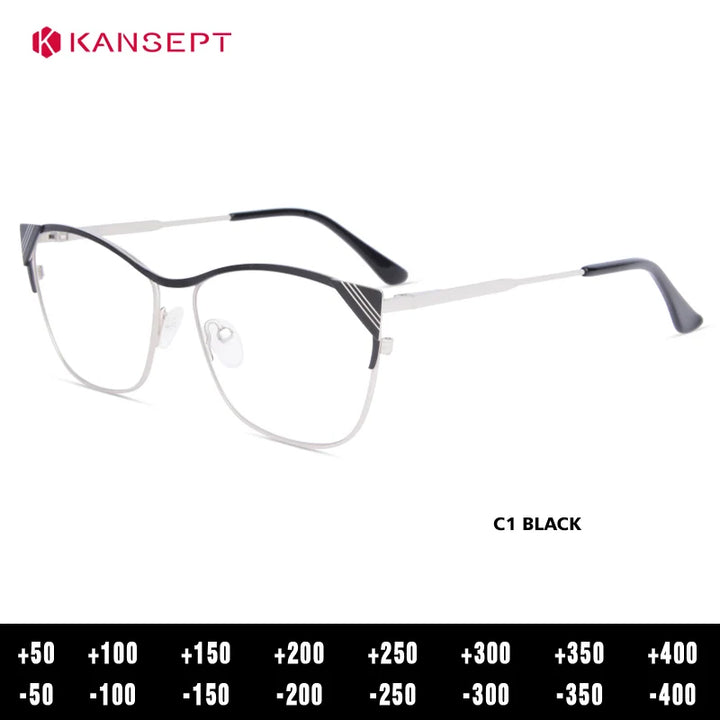 Kansept Women's Full Rim Oval Cat Eye Alloy Tr 90 Reading Glasses 53749