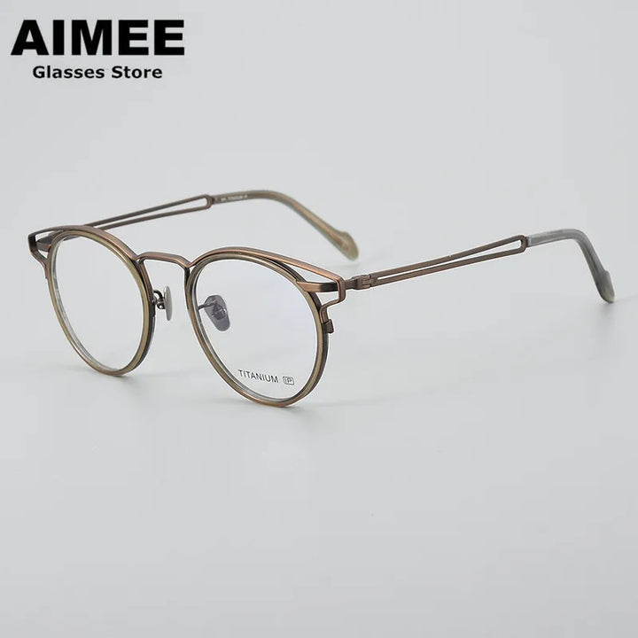 Aimee Unisex Full Rim Oval Titanium Acetate Eyeglasses 19061 Full Rim Aimee Bronze  