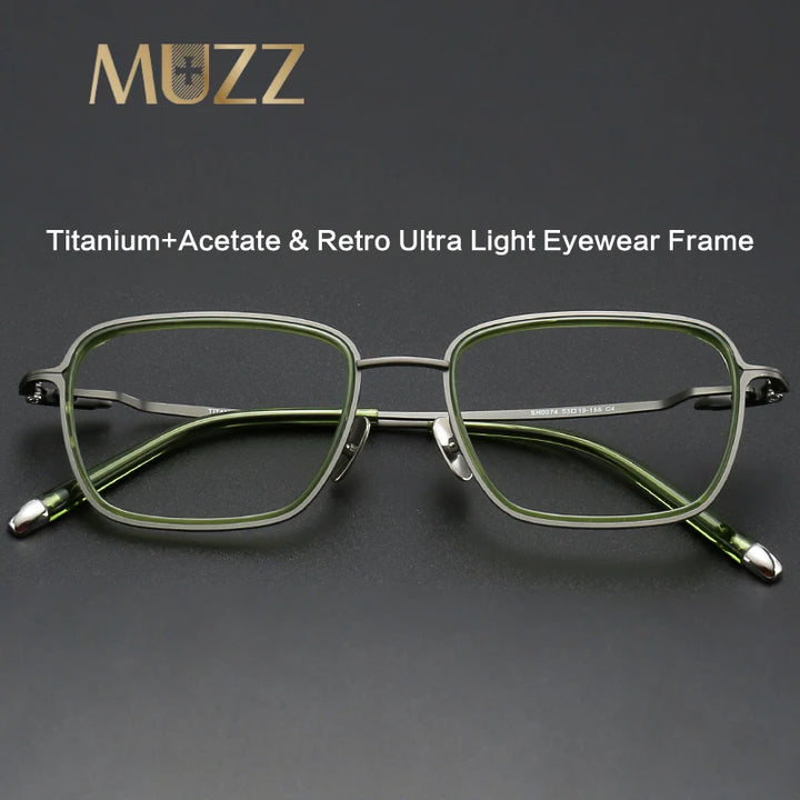 Muzz SH0074 men's square titanium acetate prescription eyeglasses