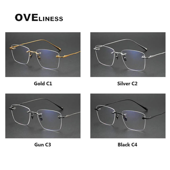 Oveliness Unisex Rimless Square Titanium Eyeglasses 80954 Rimless Oveliness   