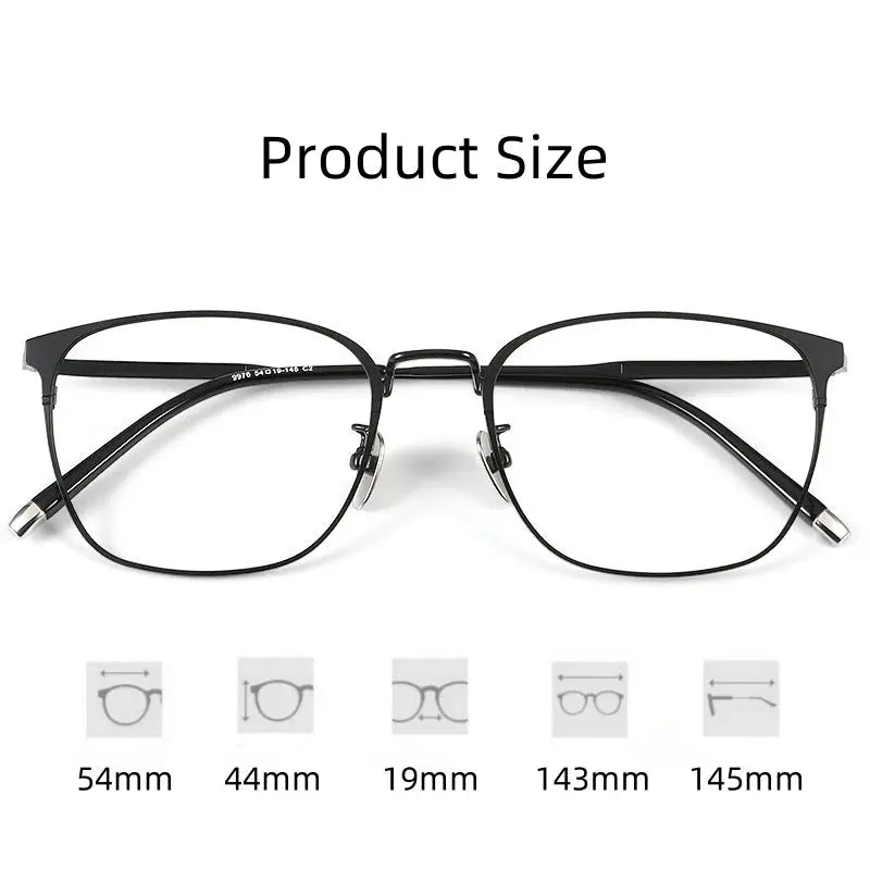 Hdcrafter Unisex Semi-Rimless Square Titanium Frames 997600 FuzWeb