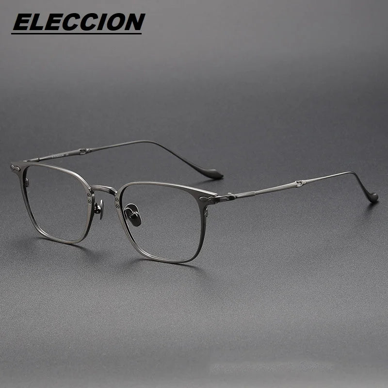 Eleccion Unisex Full Rim Square Titanium Eyeglasses 43135 Full Rim Eleccion Gray CHINA