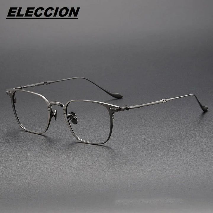 Eleccion Unisex Full Rim Square Titanium Eyeglasses 43135 Full Rim Eleccion Gray CHINA