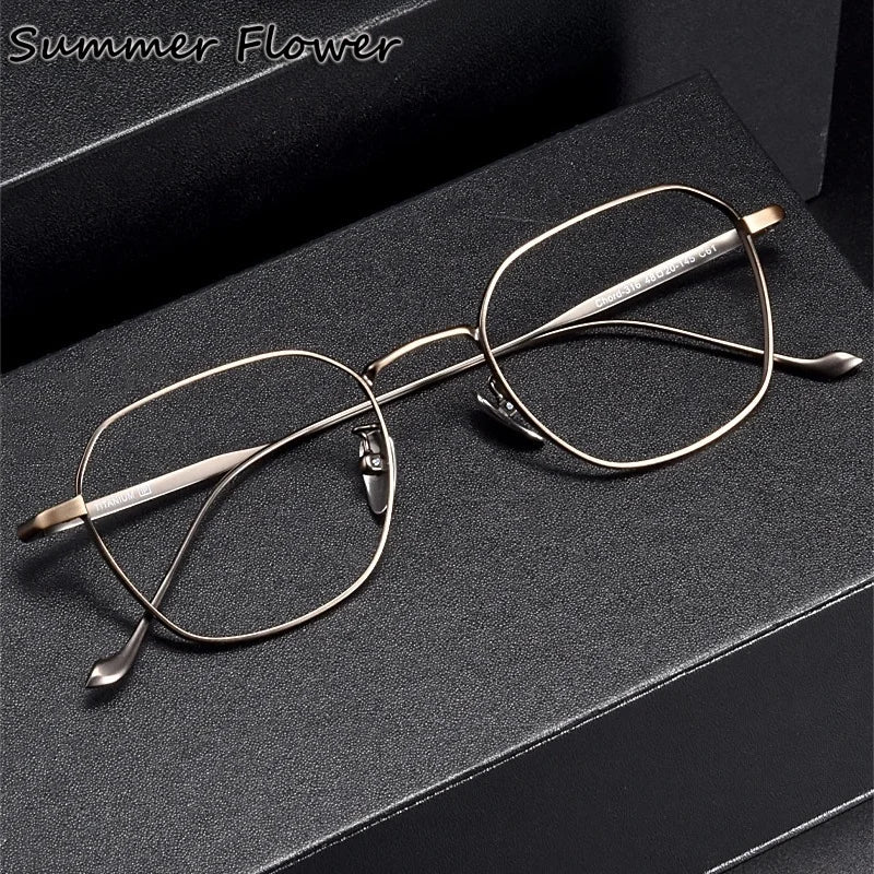 Summer Flower Women's Full Rim Polygon Titanium Eyeglasses 369316