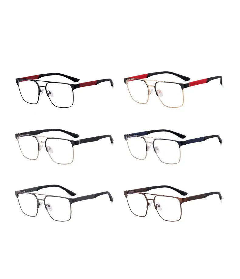 CCspace Unisex Full Rim Square Double Bridge Alloy Eyeglasses 301561 Full Rim CCspace   