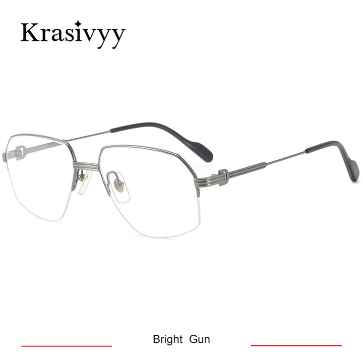 Krasivyy  Women's Semi Rim Oval Square Titanium Eyeglasses 320850