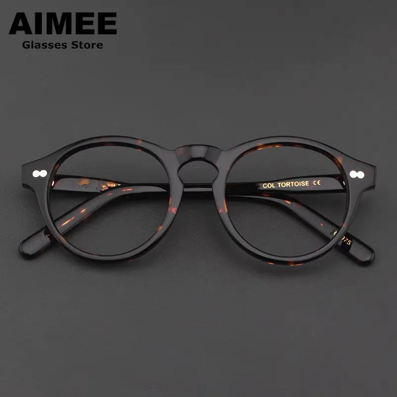 Aimee Unisex Full Rim Round Acetate Eyeglasses 1201