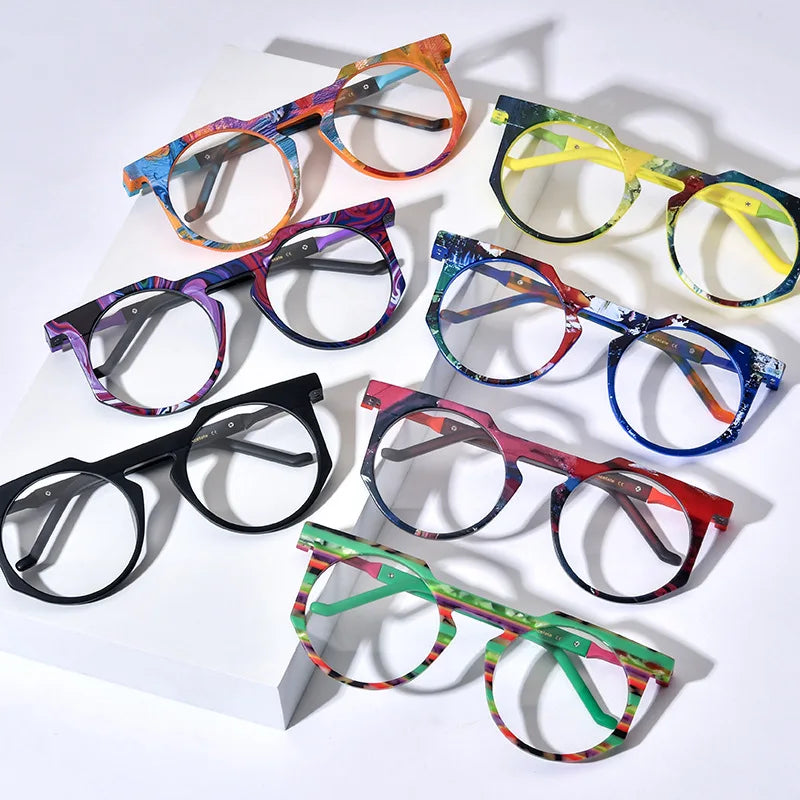 Nobler Unisex Full Rim Flat Top Round Titanium Eyeglasses 19399
