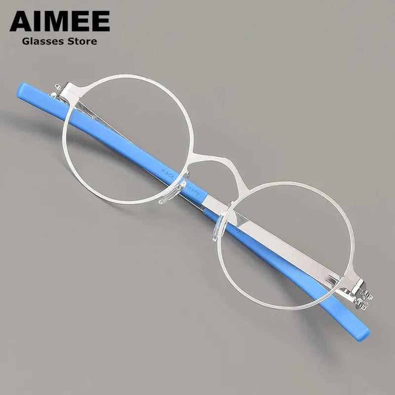 Aimee Women's Full Rim Round Screwless Steel Eyeglasses 42128