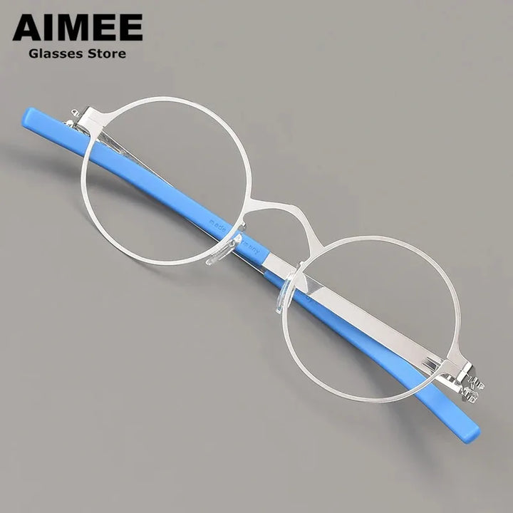 Aimee Women's Full Rim Round Screwless Steel Eyeglasses 42128