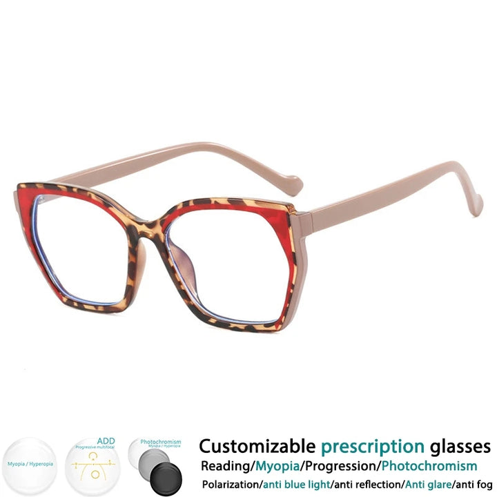 CCspace Women's Full Rim Square Tr 90 Titanium Eyeglasses 302181 Full Rim CCspace Red  