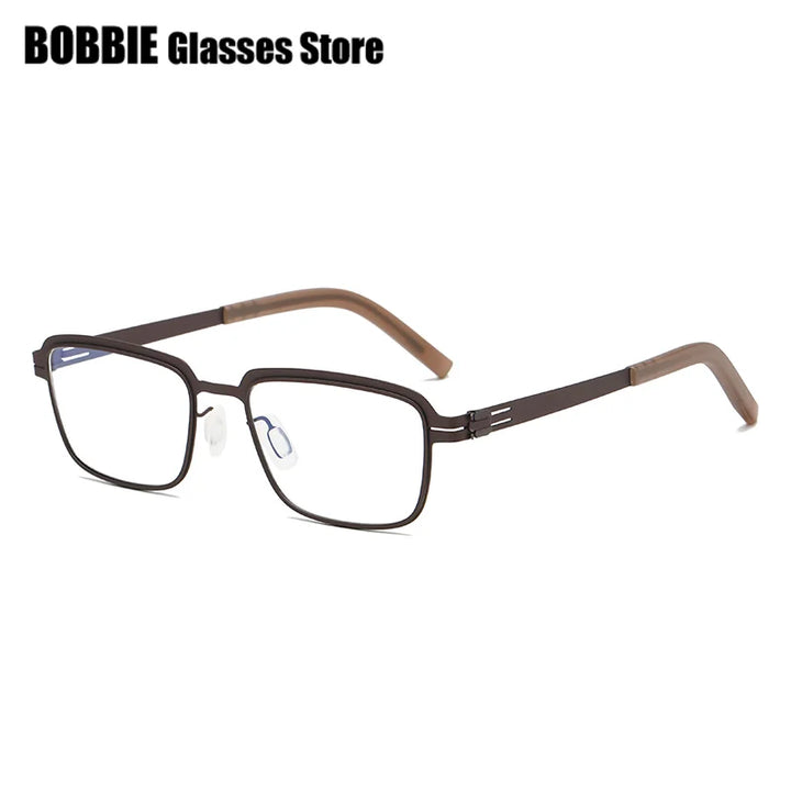 Bobbie Unisex Full Rim Square Screwless Steel Acetate Eyeglasses 165038