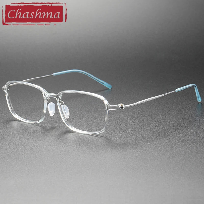 Chashma Unisex Full Rim Square Ultem Titanium Eyeglasses 8632 Full Rim Chashma Transparent  