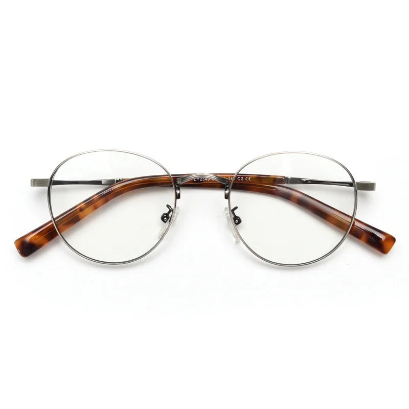 KatKani Unisex Full Rim Round Alloy Eyeglasses 2349 Full Rim KatKani Eyeglasses   