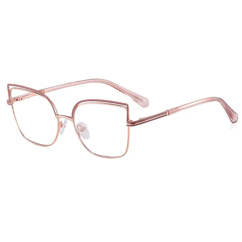 CCspace Women's Full Rim Square Cat Eye Alloy Eyeglasses 301091 Full Rim CCspace Bean  