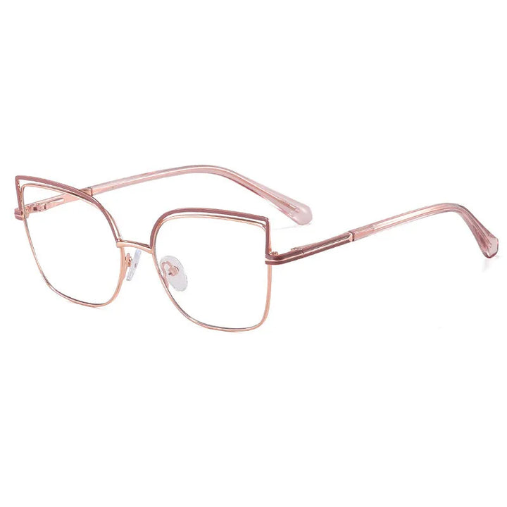 CCspace Women's Full Rim Square Cat Eye Alloy Eyeglasses 301091 Full Rim CCspace Bean  