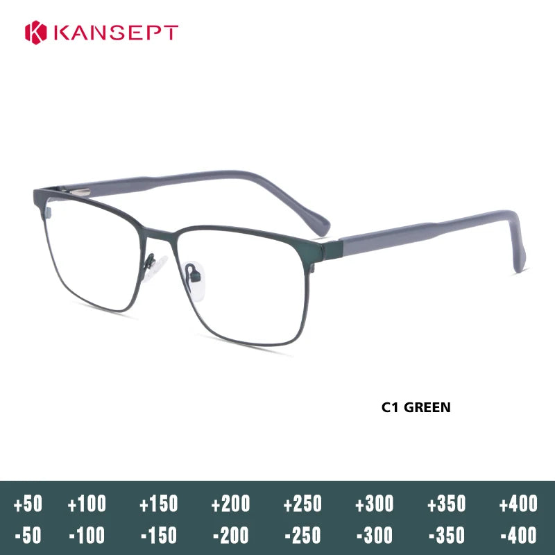 Kansept Women's Full Rim Square Alloy Tr 90 Reading Glasses 74632