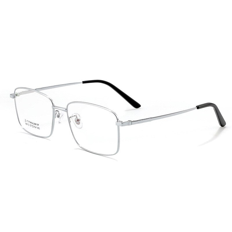 KatKani Unisex Full Rim Square Alloy Eyeglasses 8813 Full Rim KatKani Eyeglasses Silver  