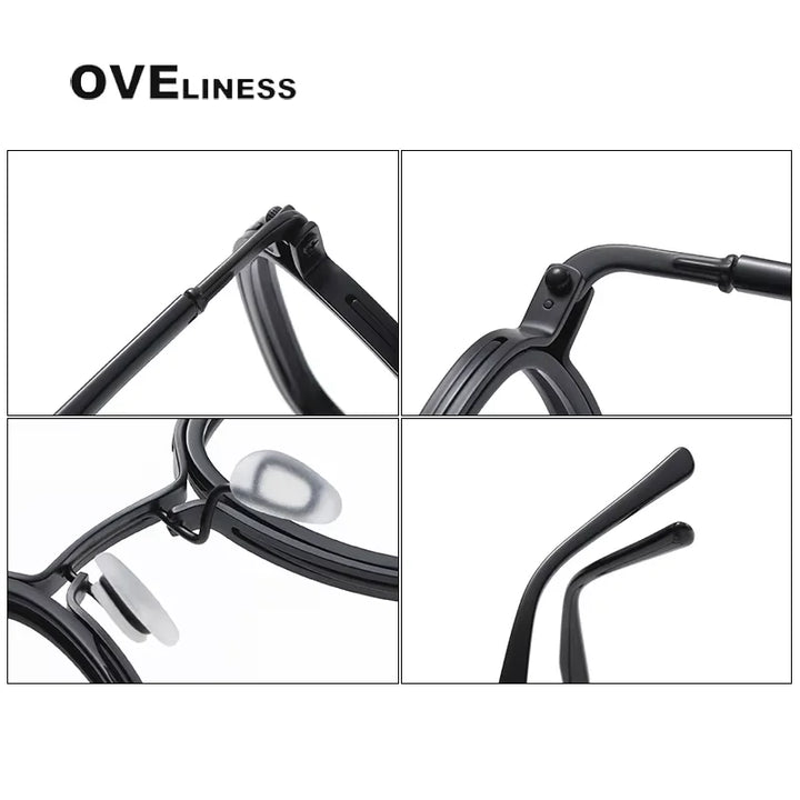 Oveliness Unisex Full Rim Big Square Titanium Acetate Eyeglasses 5863 Full Rim Oveliness   