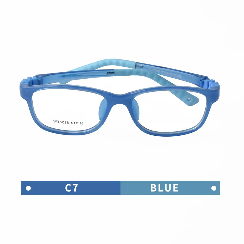 Secg Unisex Youth Teen Full Rim Square Tr 90 Silicone Eyeglasses 5085 Full Rim Secg C7 BLUE  