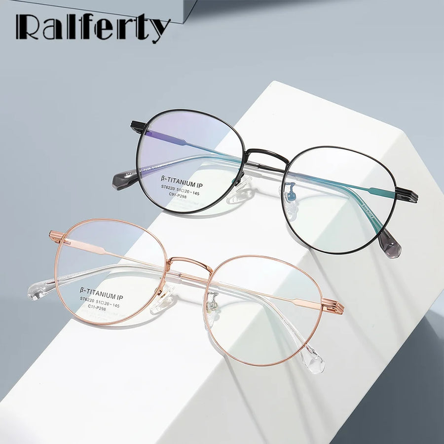 Ralferty Women's Full Rim Oval Round Titanium Eyeglasses R6220 Full Rim Ralferty   