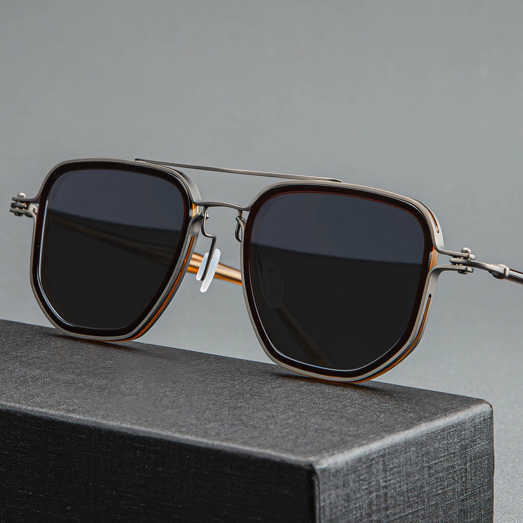 Blackmask Unisex Full Rim Square Titanium Polarized Sunglasses BM-5876S