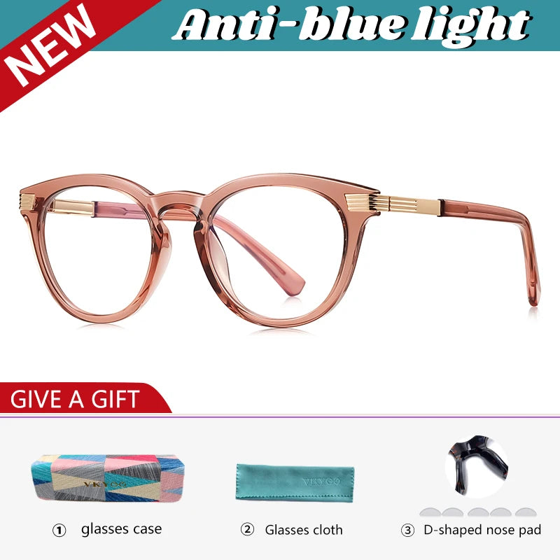 Vicky Unisex Full Rim Round TR90 Blue Light Prescription Eyeglasses PFD2329 - view 7