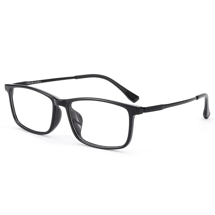 KatKani Men's Full Rim Square Tr 90 Titanium Eyeglasses 5816 Full Rim KatKani Eyeglasses Brihgt Black  