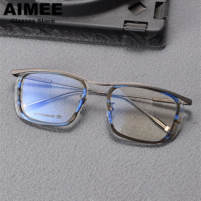 Aimee Unisex Full Rim Square Brow Line Titanium Acetate Eyeglasses 2018 Full Rim Aimee   