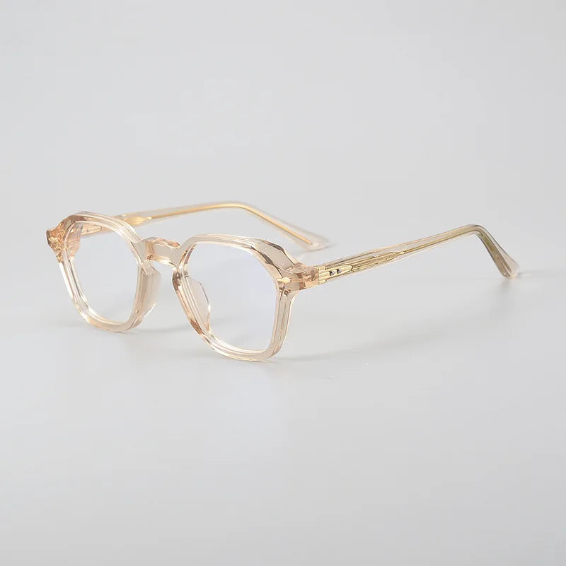 Black Mask Unisex Full Rim Flat Top Polygon Acetate Eyeglasses 49602
