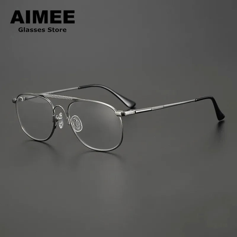 Aimee Unisex Full Rim Oval Double Bridge Titanium Eyeglasses 12092 Full Rim Aimee   