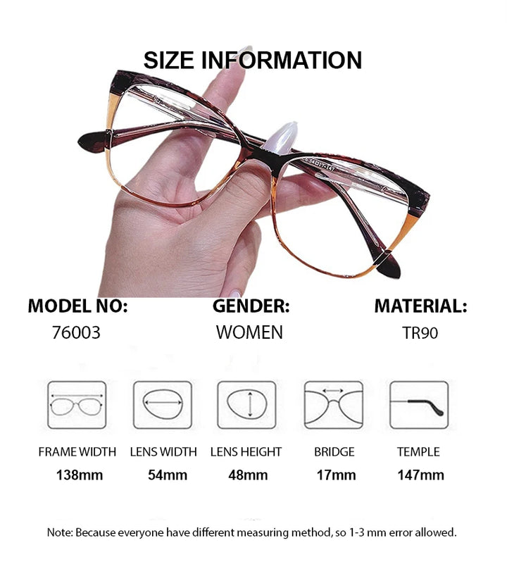 Summer Flower Women's Full Rim Square Cat Eye Tr 90 Titanium Eyeglasses 76003 Full Rim Summer Flower