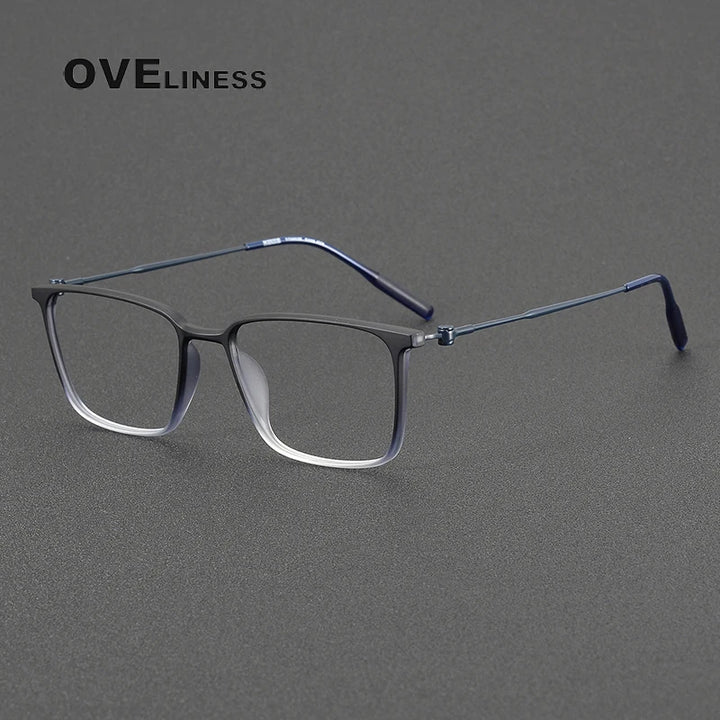 Oveliness Unisex Full Rim Square Acetate Titanium Eyeglasses 8674 Full Rim Oveliness black blue  