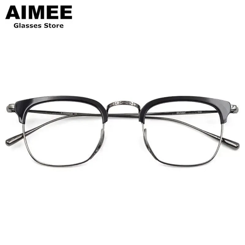 Aimee Unisex Full Rim Square Titanium Acetate Eyeglasses 481112 FuzWeb