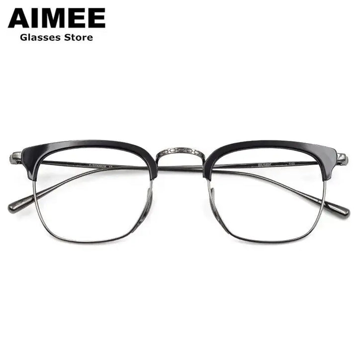 Aimee Unisex Full Rim Square Titanium Acetate Eyeglasses 481112 FuzWeb