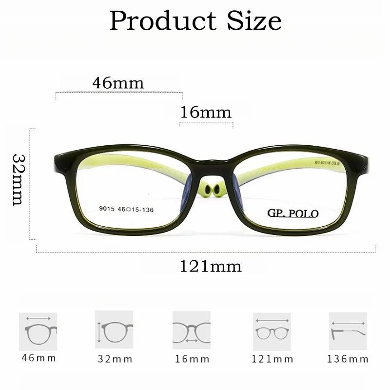 Yimaruili Unisex Youth's Full Rim Square Tr 90 Silicone Eyeglasses Y9015 Full Rim Yimaruili Eyeglasses   