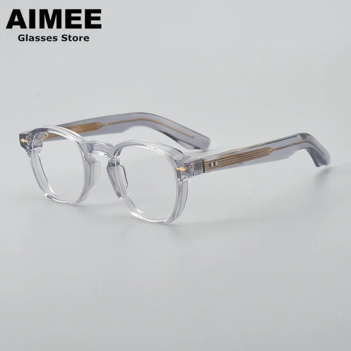 Aimee Unisex Full Rim Oval Round Thick Acetate Eyeglasses 101313 Full Rim Aimee Grey  